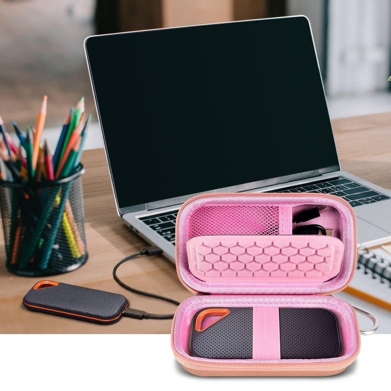 GWCASE حافظة صلبة متوافقة مع SanDisk Extreme PRO 500GB 1TB 2TB 4TB SSD خارجي محمول. حاملة سفر لمحرك الحالة الصلبة Crucial X8 (صندوق فقط) - وردي ذهبي - Image 5